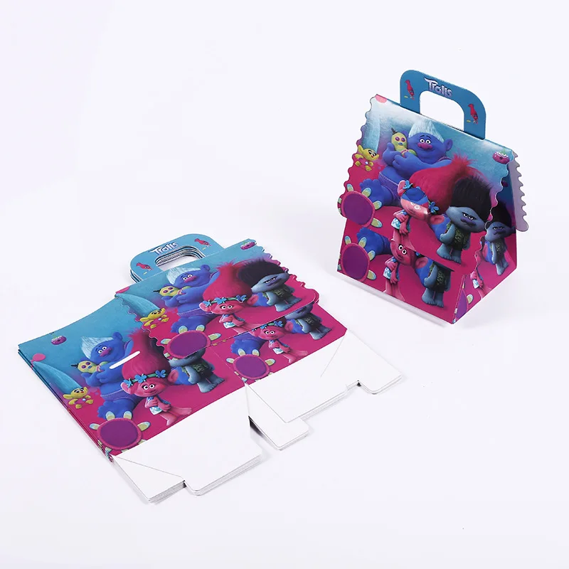 Candy Box 6pcs Детский душ мультфильм тема троллей день рождения одноразовая посуда набор семья и Друзья Семья вечерние украшения принадлежности - Цвет: Candy Box 6pcs