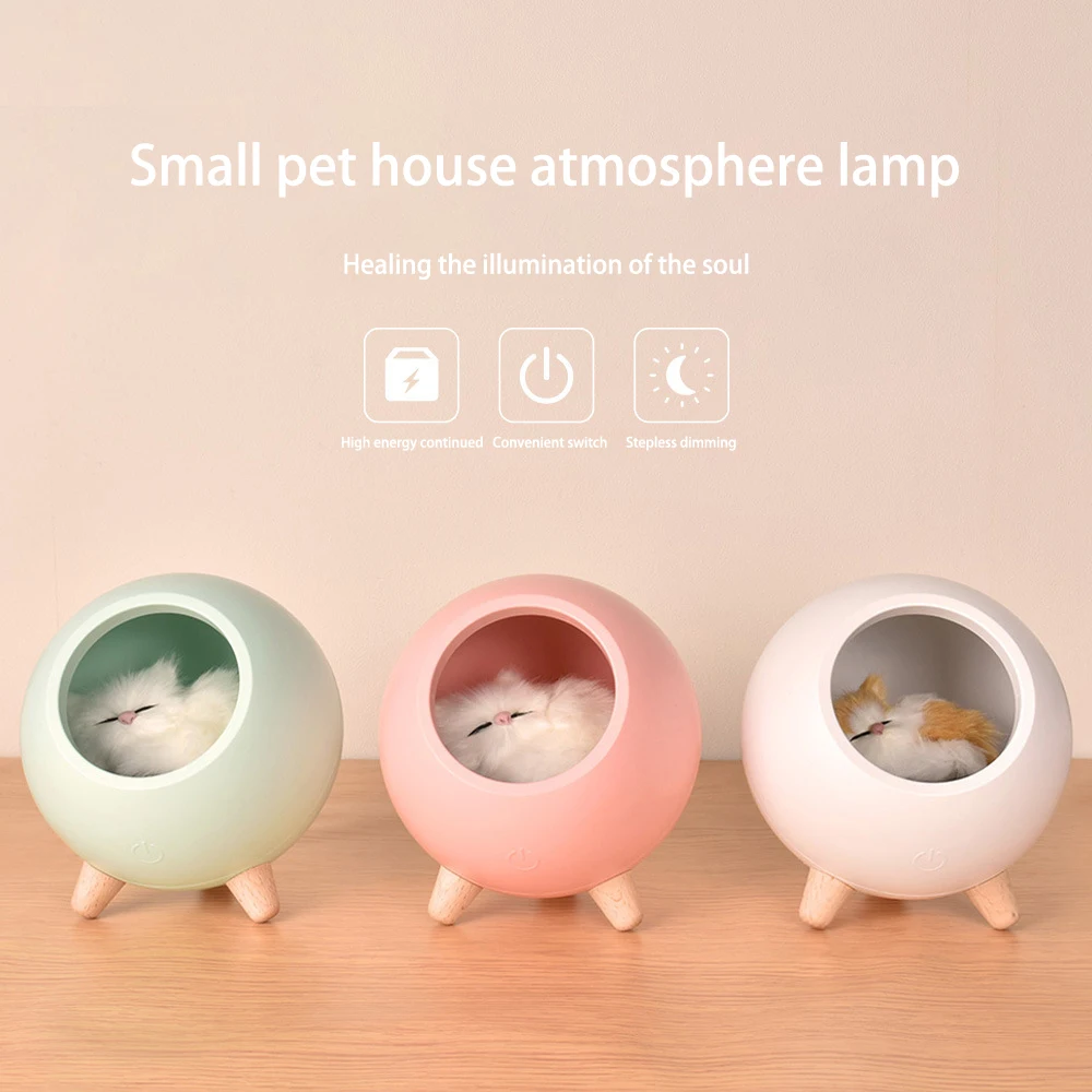 Светодиодный ночник креативная прикроватная лампа для дома с кошкой, USB, праздничный детский подарок, сенсорное затемнение, настольная лампа