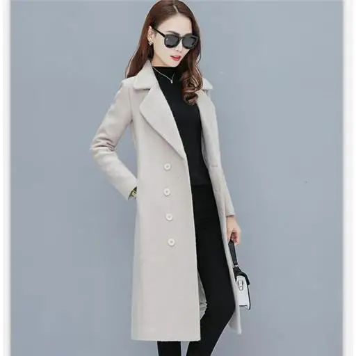 Fashion women's woolen coat women's long section new winter wear thick woolen coat professional women's Slim fit Wild Ms coat