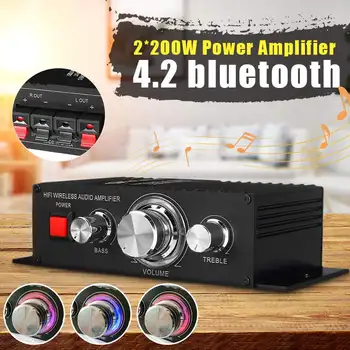 

400W 2*200W Stereo Hifi Car Home Subwoofer Amplifier Amp Sound Speaker bluetooth 4.2+EDR Audio LED Design