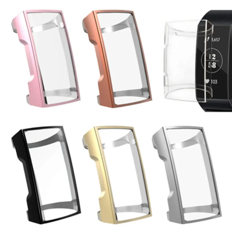 

1pc New Soft TPU Case Silicone Protective Clear Case Cover Shell for Fitbit Charge 3 Band Smart Watch Screen Protector