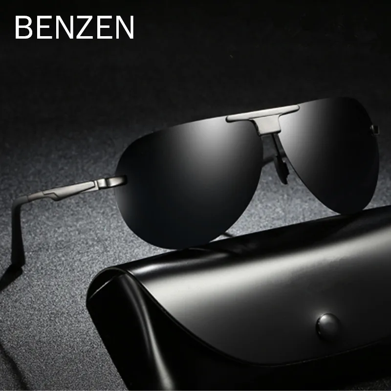 

BENZEN Rimless Sunglasses Men Alloy Oversized Polarized Sun Glasses Male Driving Goggles Shades UV 400 9287