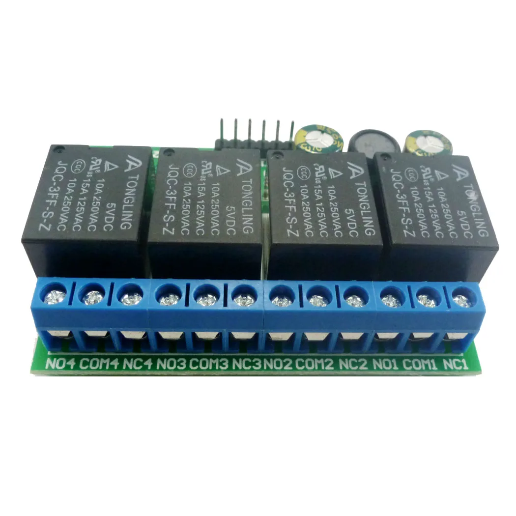 

4ch DC 6V-24V Flip-Flop Latch Relay Module Bistable Self-locking Electronic Switch Low pulse trigger Board Button MCU IO Control