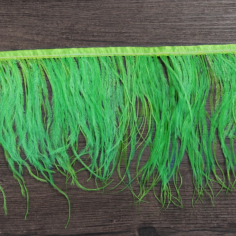 lime green 15-20 см 6 м страусиные перья Отделка Ткань Пояс для DIY перо Робин бахрома Карнавал Украшения - Цвет: lime green