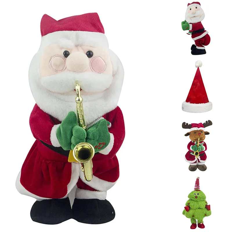 

Electric Santa Claus Christmas Hat Music Stuffed Doll Plush Toy Dancing Music Doll Christmas FP8