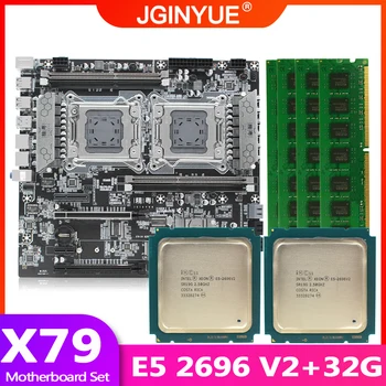 

JGINYUE X79 dual CPU motherboard LGA 2011 set kit with Xeon E5 2696 V2*2 processor and DDR3 32GB(4*8GB) REG ECC memory X79-D4