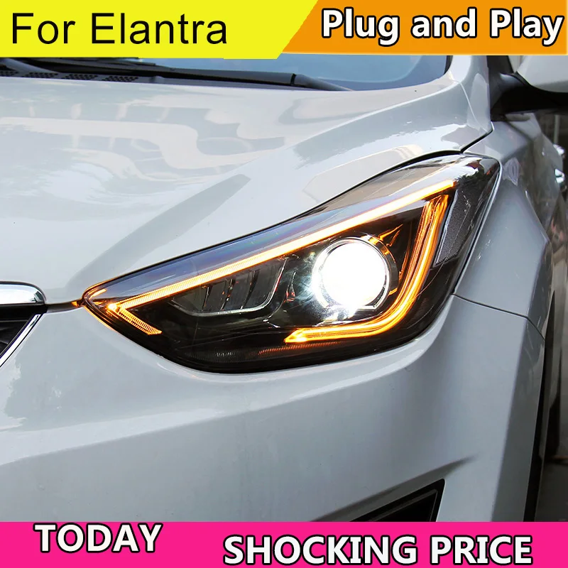 Стайлинг автомобиля для 2012-2017 фары Hyundai ELANTRA MD СВЕТОДИОДНЫЙ DRL биксеноновый