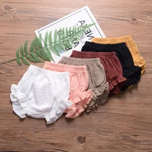 Новые Летние шифоновые модные повседневные шорты для малышей однотонные хлопковые льняные штанишки для малышей штаны для девочек