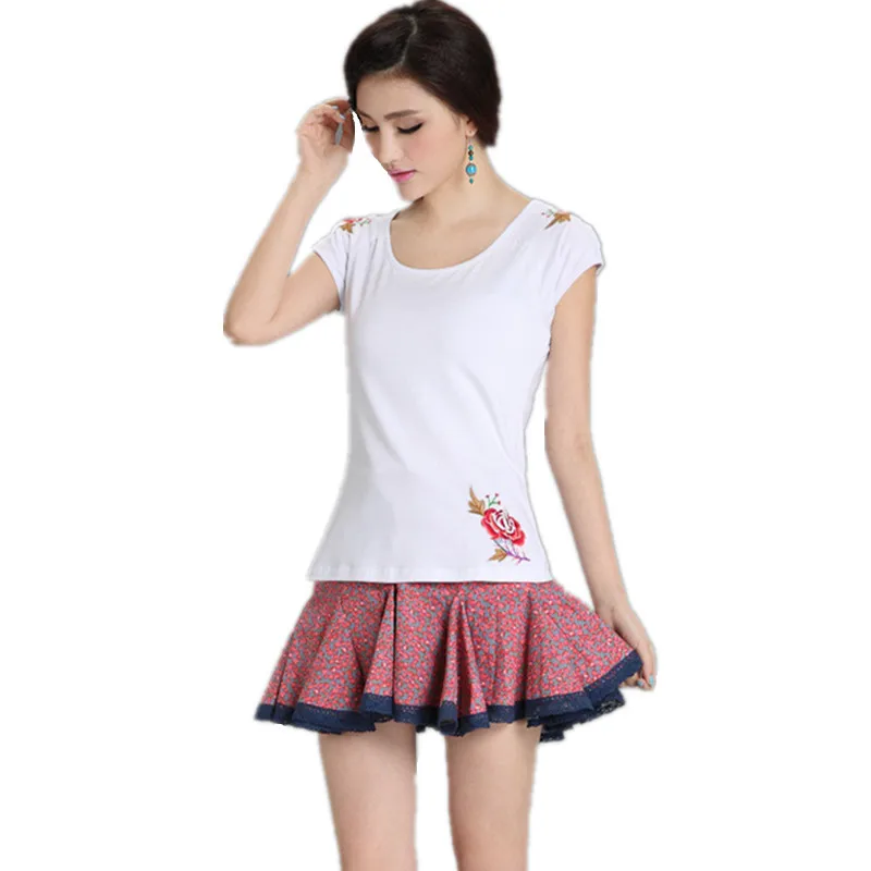 Style Nineteen Качественные женские футболки с вышивкой 4XL, винтажный тонкий пуловер, футболка, одежда из хлопка, Blusas Feminina, Летние повседневные топы, футболки - Цвет: Style Nineteen