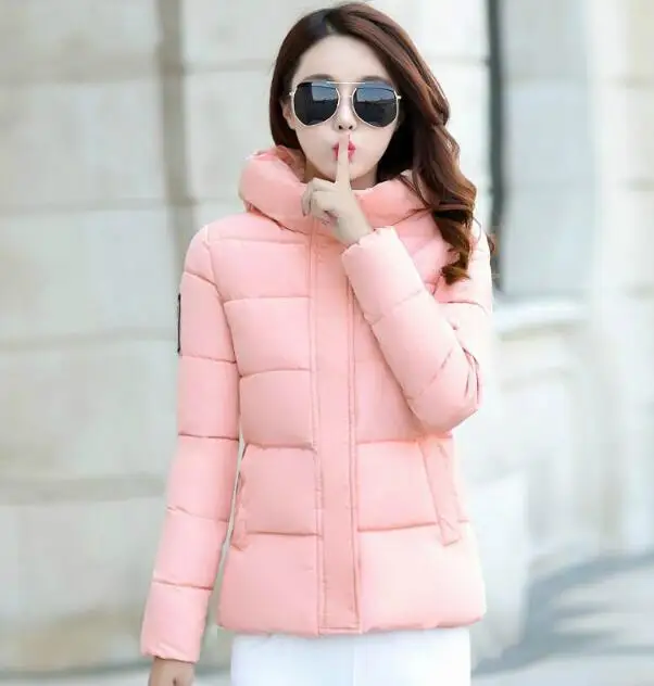 Дешевые оптовые продажи осень зима модные повседневные теплые красивые женские парки женские куртки милые женские пальто doudoune femme - Цвет: Розовый