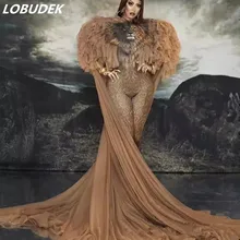 Плащ с принтом льва эластичный обтягивающий комбинезон танцевальный сценический наряд для женщин певица вечерние костюм одежда косплей