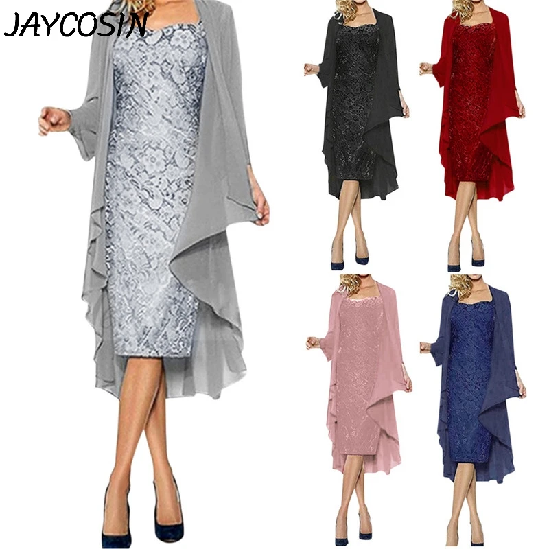JAYCOSIN женское платье из двух частей очаровательное однотонное кружевное для