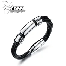 21 см длинный 8 мм широкий тканый кожаный браслет Модный панк стиль стальной браслет с пряжкой для мужчин