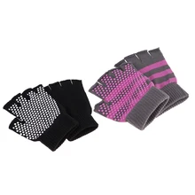 2 пары перчатки для йоги половина пальца тренировки фитнес перчатки с силиконовой точки черный