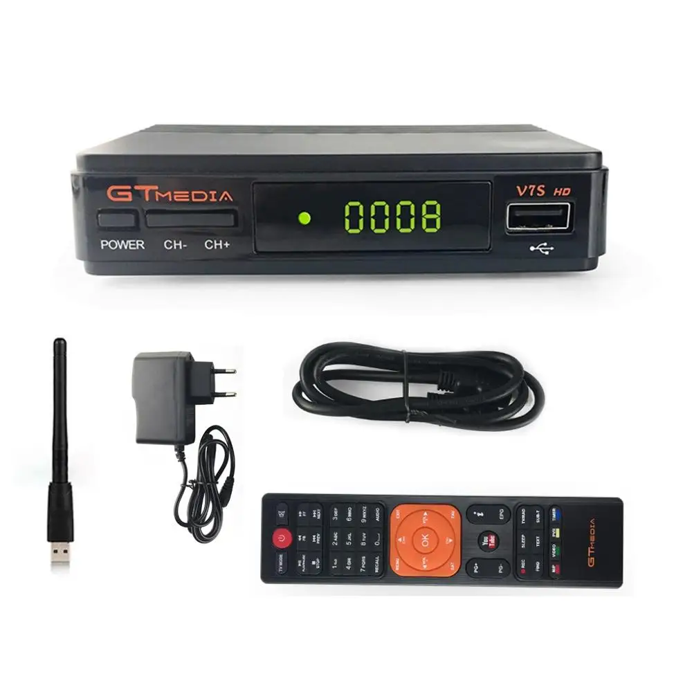 with WiFi Gtmedia V7S 1080P цифровой рецептор DVB-S2 спутниковый ресивер ТВ-тюнер HD Box Cline декодер Biss VU PVR WiFi Youtube Freesat v7 - Цвет: with WiFi