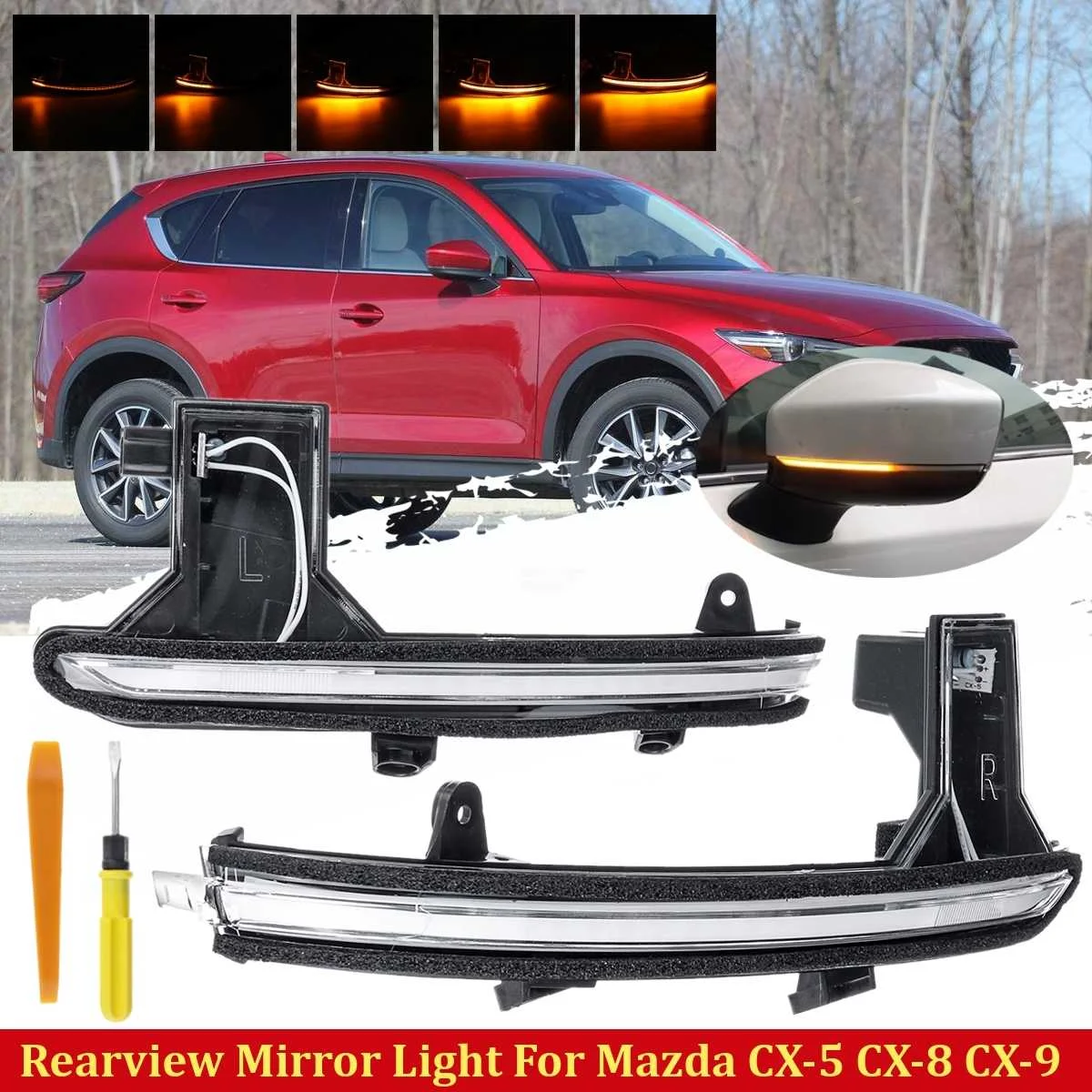 Автомобильное зеркало заднего вида указатель поворота мигает для Mazda Cx5 Cx8 Cx9 CX-5 CX-8 CX-9 боковые зеркала заднего вида световой индикатор для зеркала - Цвет: clear lens