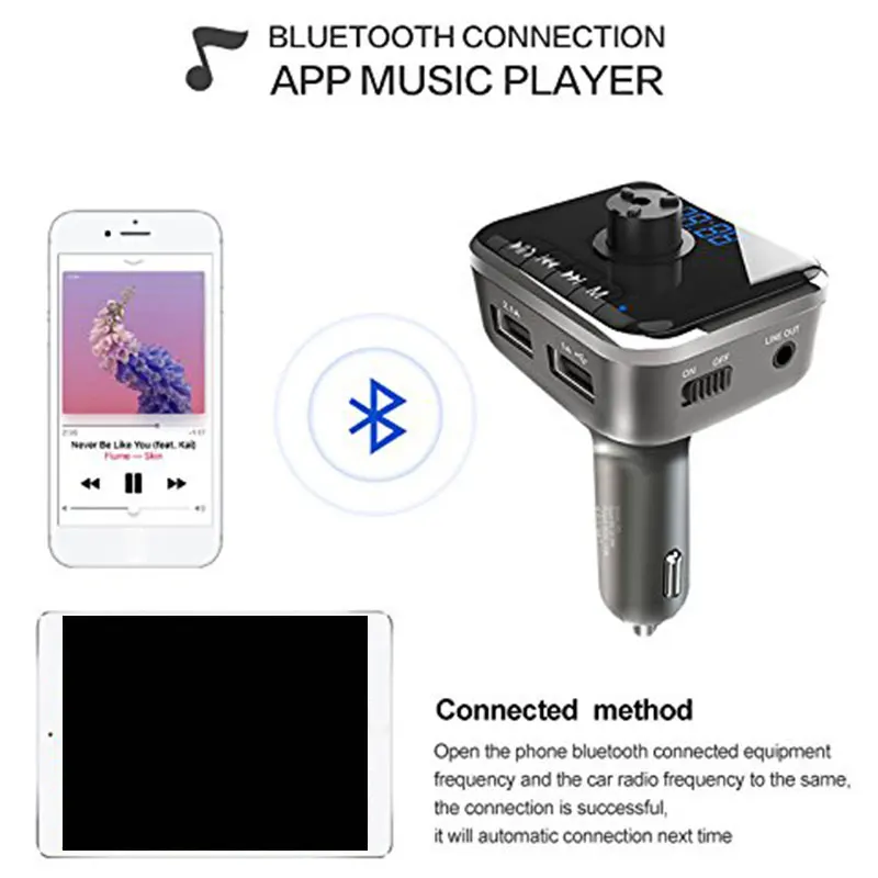 Vehemo Bluetooth Автомобильный fm-передатчик беспроводной радио адаптер Автомобильное зарядное устройство Handsfree MP3 плеер для S-05 3.1A