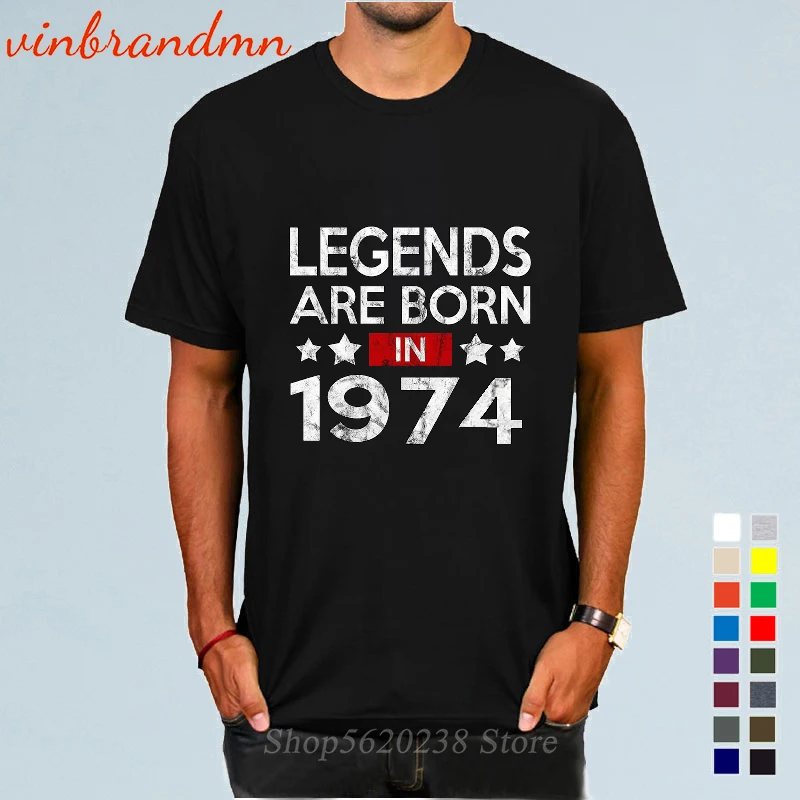 Футболка мужская хлопковая в стиле 70-х с коротким рукавом и надписью Legends are born in
