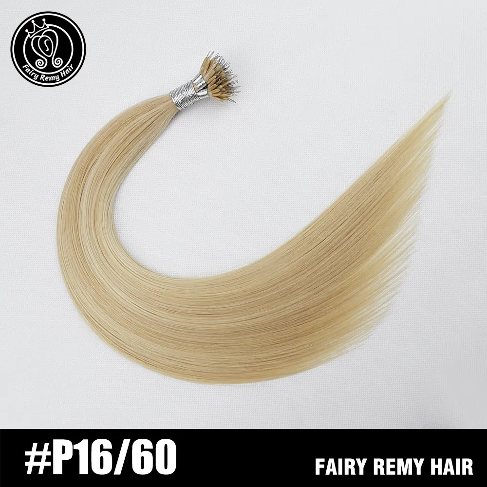 P16-60 Сказочные волосы remy 0,8 г/локон 16 дюймов Remy микро бусины для наращивания волос в нано кольцах ссылки российские натуральные волосы Платина блонд цвет 40 г - Цвет: P16-60