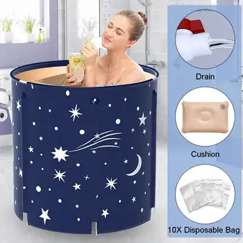 

Portable Foldable Bathtub High quality Thickened Adult Inflatable Bathtub Home Single SPA Massage Pool Plastic Bathing Bucket