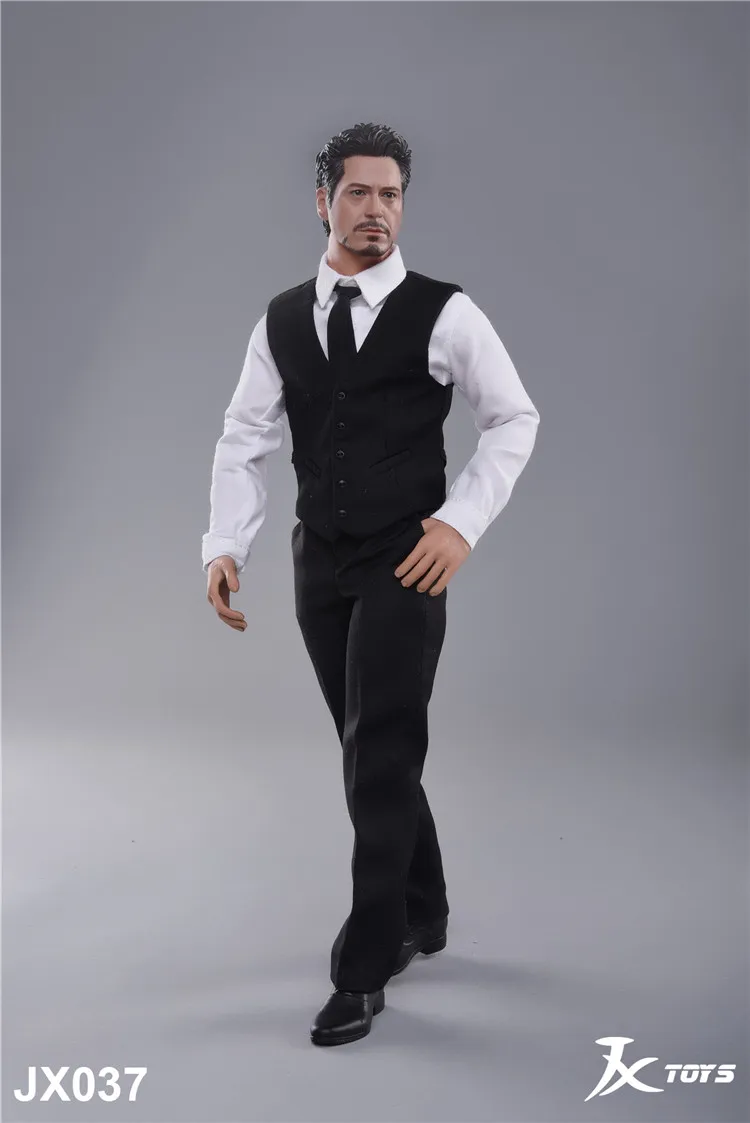 JXTOYS-037 1/6 Scale Male Figure Clothes Vest Suit Iron Man Tony Head Body Gentleman Clothes SModel for 12'' Action Figure DIY