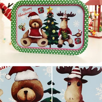 

Stainless Steel Storage Tray Cartoon Animals Ptinted Oval Fruit Plate Jewelry Display Metal Tray Storage