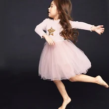 Детское платье для маленьких девочек платье-пачка со звездами для девочек одежда с длинными рукавами для маленьких девочек Детские праздничные платья Детские платья принцессы для девочек