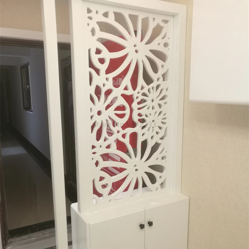 

Carved board hollow screen partition living room decoration solid wood lattice ceiling background wall modern high density board