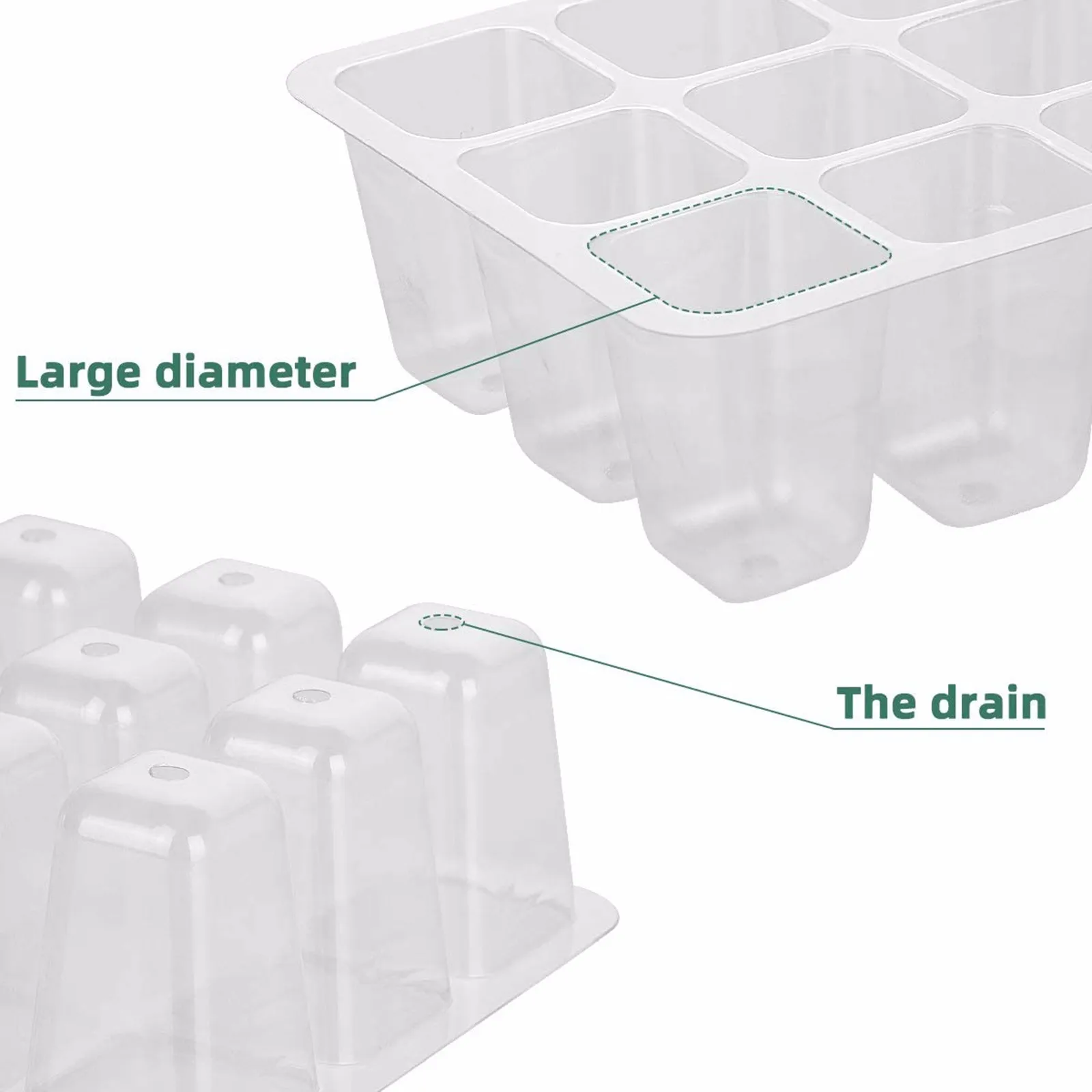 10-pack Seed Starter Trays Nursery Pots Seedling Tray Humidity Adjustable