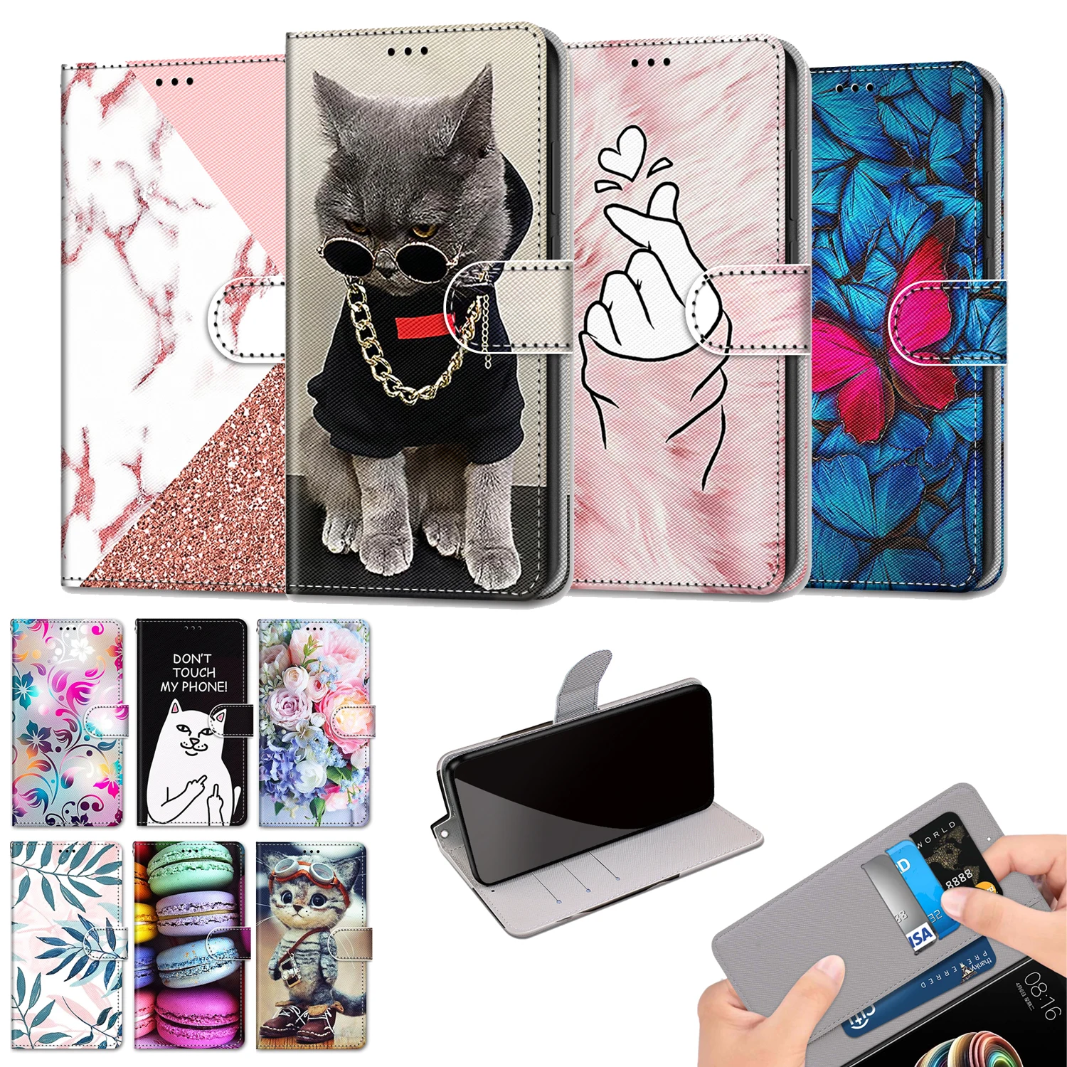 Кожаный чехол-книжка для Redmi10 9A 9C 8 8A 7 7A 6 6A K40 Pro 5A 4X 4A 3 GO 9 | Мобильные телефоны и