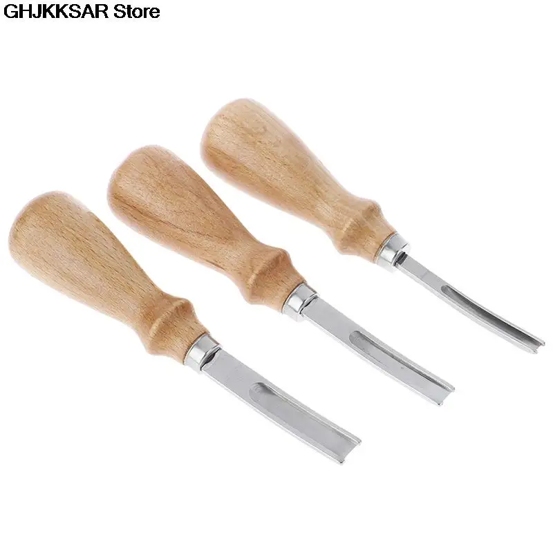 Practical DIY Leather Craft Edge Beveler Skiving Beveling Knife Cutting Hand Craft Tool with Wood Handle A4mm A6mm A8mm