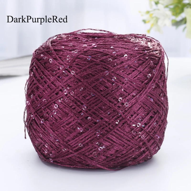 2pcs(200g) Fashion Summer Ice Silk Line Feature Sequins Line Yarn Diy Hand-knitted Wool Thread Sweater Scarft Hats Accessories - Цвет: DkPurpleRed