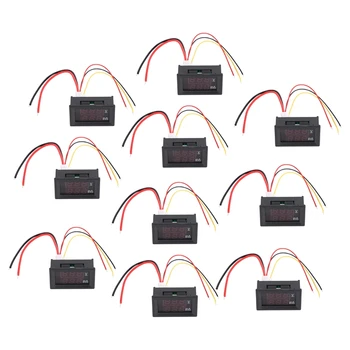 

10PcsDC 0-100V 10A Digital Voltmeter Ammeter Dual Display Voltage Detector Current Meter Panel Amp Volt Gauge 0.28inch Red Blue