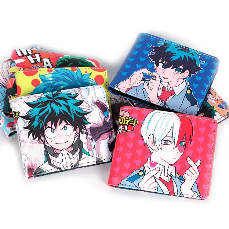 

Anime My Hero Academia wallet COS Midoriya Izuku Bakugou Katsuki TodorokiShoto bi-fold short full color PU leather wallet