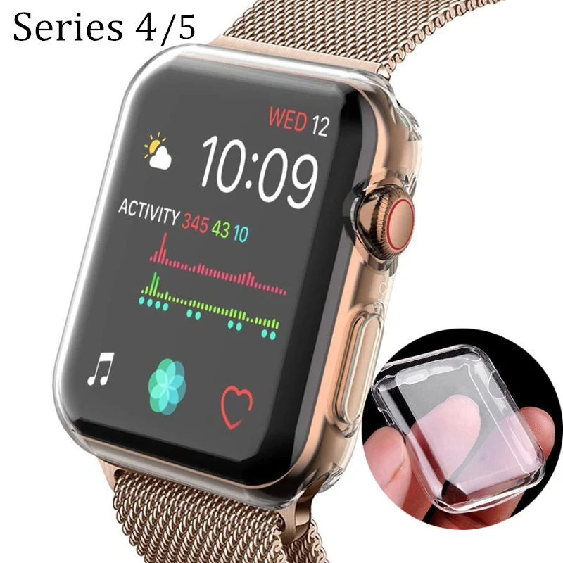 Ультратонкий Мягкий тонкий чехол для Apple Watch 7 ТПУ 40 мм 44 серии 4 прозрачная защита