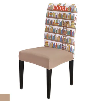 

Books Painted On Shelves Chair Cover for Dining Room Chairs Covers High Back Living Room Chair Cover Sets for Home Kitchen