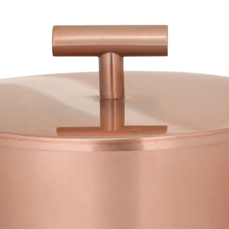 Large capacity 3L copper vintage hammered beer cool ice bucket with lid
