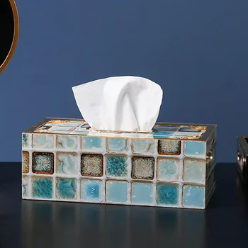 

Simple Container Wooden Napkin Holder Rectangular Office Towel Dispenser Car Home Decoration Tissue Box Marble Pattern Toliet