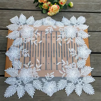

40*40CM Light Gold Multi-purpose Square Cover Towels European-style Lace Embroidery Dust Covers Table Mat Cover Cloth Home Decor