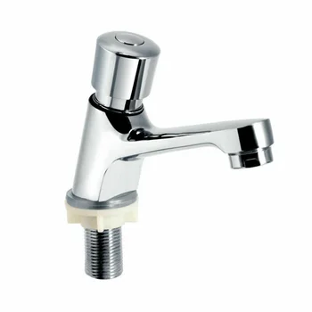 

Public Time Delay Faucet Push Type Self Closing Saving Bathroom Silver