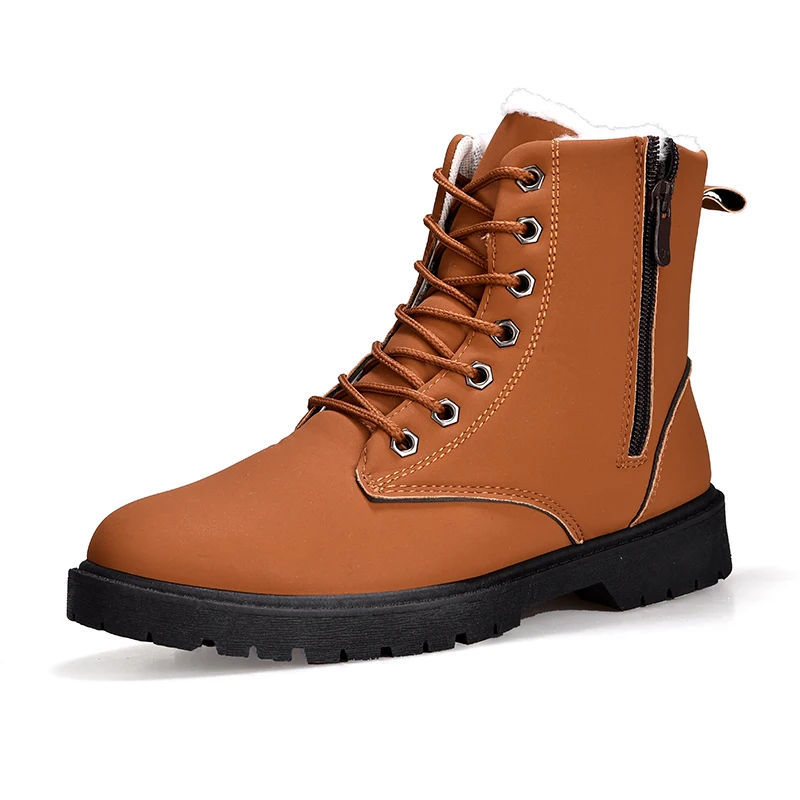 Winter men's warm leather boots fashion leisure high help men snow boots outdoor mountaineering waterproof men's work boots