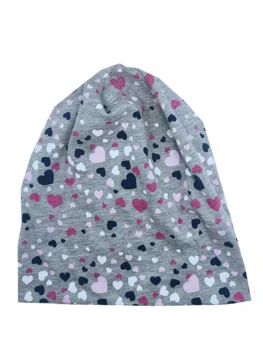 

B198011 The new 2019 pure cotton grey fabric love printing match personality lady's pullover hat