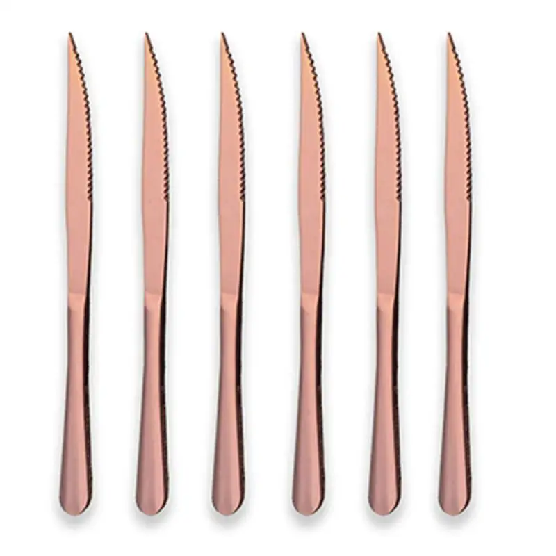 rose gold color Обеденный из нержавеющей стали нож сплошной цвет столовые ножи Набор стейк нож Столовые приборы для ресторана столовые приборы набор посуды Cubiertos - Цвет: rose gold color