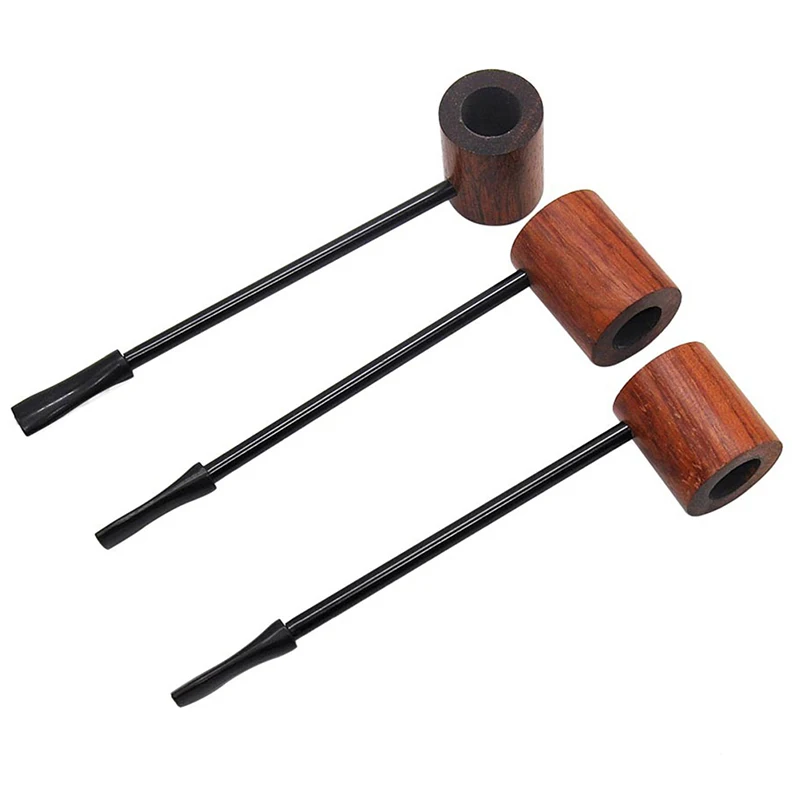 New Arrival! Ebony Wood Pipe Smoking Pipes Portable Smoking Pipe Herb Tobacco Pipes Grinder Smoke Gifts