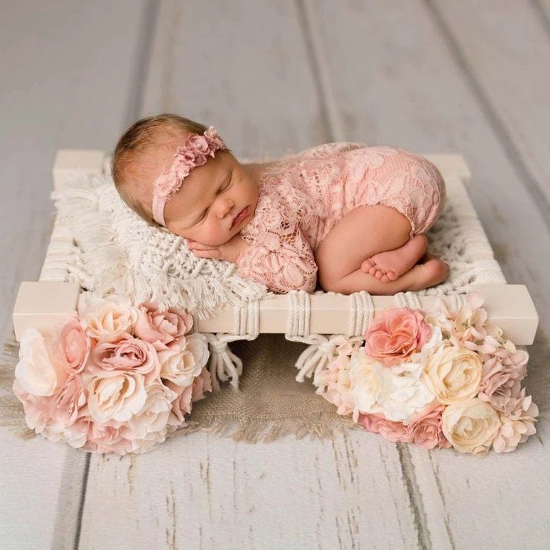 Newborn Photography Props Woven Chair Baby Photo Shooting Crib Posing Bed with Tassels | Мать и ребенок