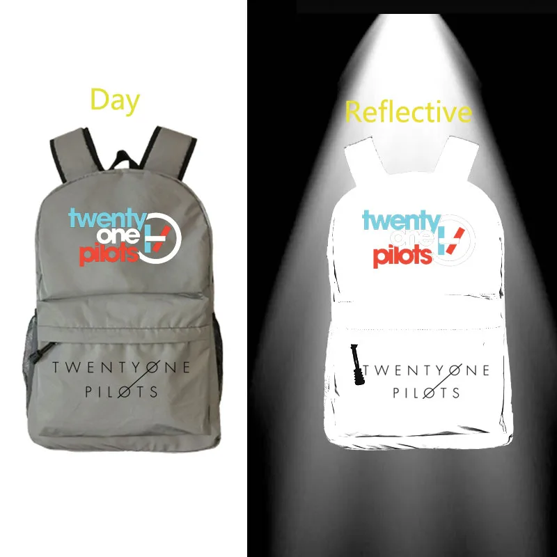 Twenty One Pilots school bag Reflective Rucksack student schoolbags Travel backpack Leisure Daily Notebook Storage bags - Цвет: style10 Reflective
