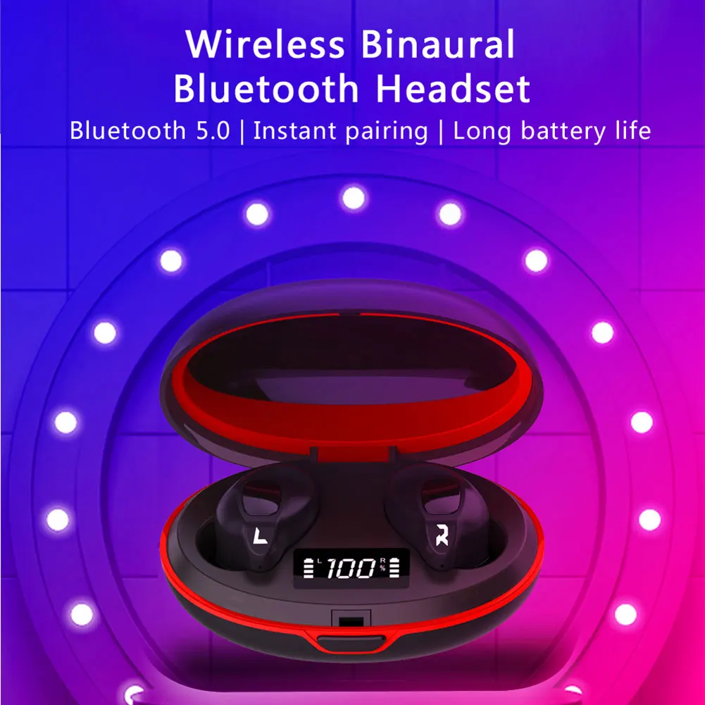Smart Bluetooth 5.0 Earphones Earbuds Wireless In-ear Headset Voice Control Deep Bass Stereo Sound with Digital LED Charging Box |