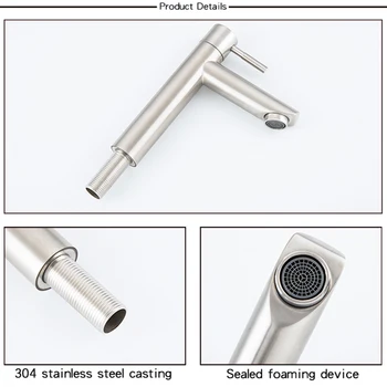 

Faucet Basin Sink Faucet Tap Bathroom Stainless Steel Single-cooled Corrosion Resistant Durable Hardware