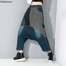 Весенние свободные полосатые потертые джинсы для женщин в стиле бойфренд пэчворк шаровары для женщин женские s джинсы Z3