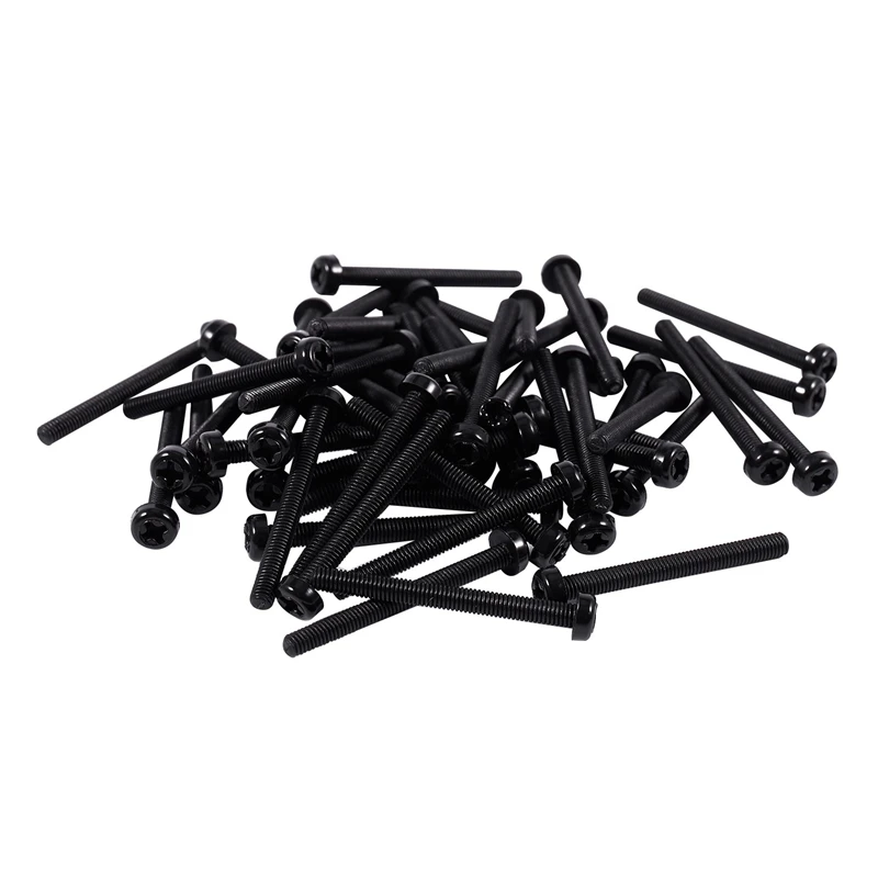 M3 x 30mm Nylon Phillips Cross Machine Screws Black 50 Pcs | Обустройство дома